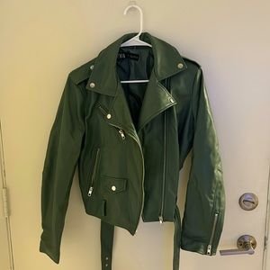 Faux zara leather jacket with buckle
